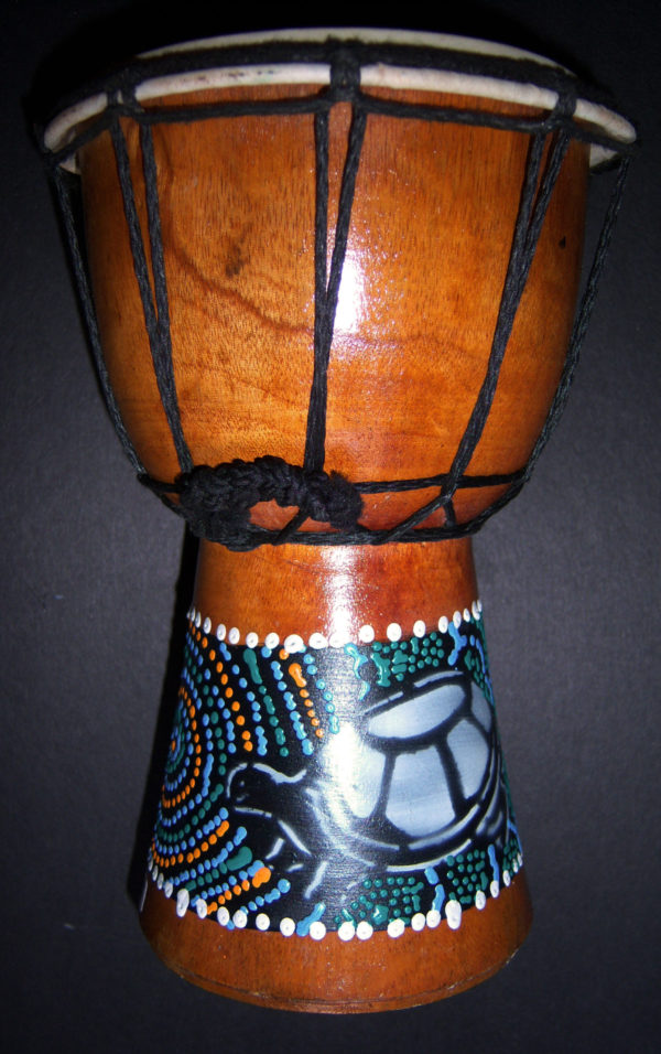 Chestnut Brown Drum with hand painted turtle