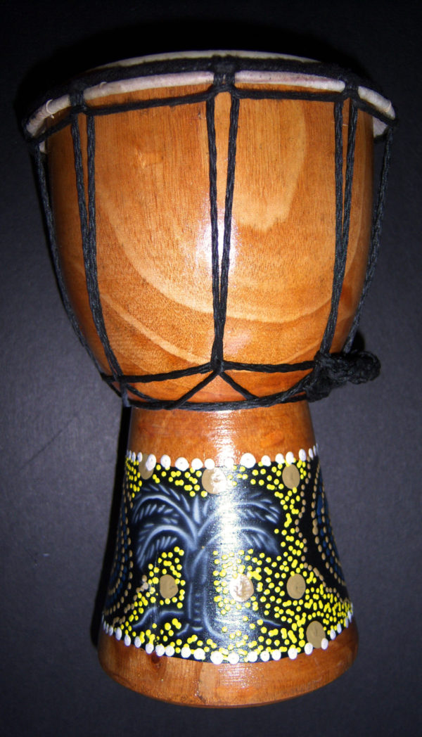 Tan Light brown drum with hand painted palm tree