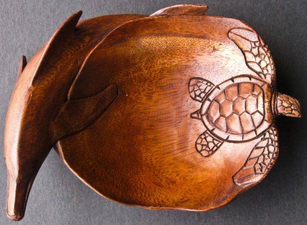 Dolphin and Turtle Wooden Bowl